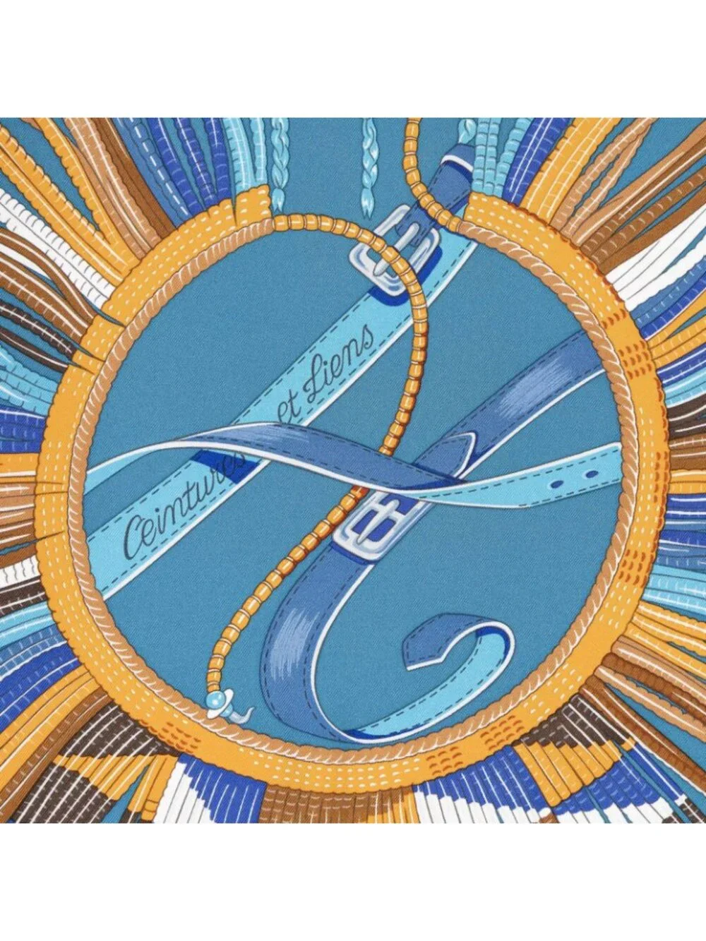 Hermes Scarf Teal Orange Blue Silk